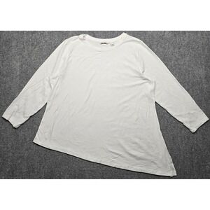 ISAAC MIZRAHI LIVE Top Womens XL White Long Sleeve Asymmetrical Tunic Pullover